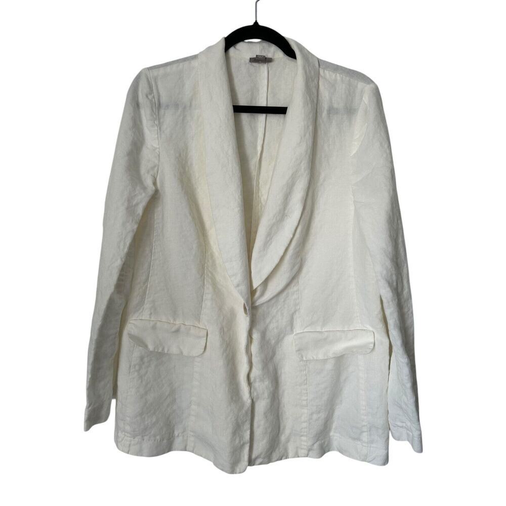 J Jill Blazer Womens Size‎ M 100% Linen 3/4 Sleeve One Button Shawl Collar